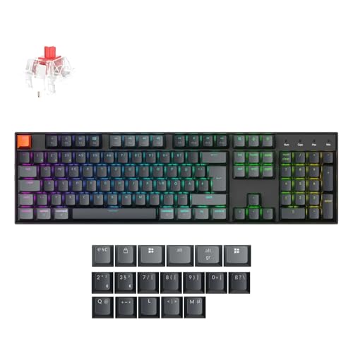 Keychron K10 QMK Version 2 | 100% Wireless Mechanische Tastatur mit deutschem ISO-Layout | Hot-Swappable Gateron Roter Schalter | QMK/VIA-Programmierbar | RGB-Beleuchtung & Aluminiumrahmen Keychron K10 QMK Version 2 | 100% Wireless Mechanische Tastatur mit deutschem ISO-Layout | Hot-Swappable Gateron Roter Schalter | QMK/VIA-Programmierbar | RGB-Beleuchtung & Aluminiumrahmen von Keychron