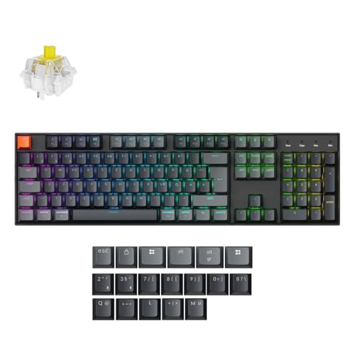Keychron K10 QMK Version 2 Tastatur | 100% Wireless Mechanische Tastatur mit deutschem ISO-Layout | Hot-Swappable Gateron Bananen-Schalter | QMK/VIA-Programmierbar | RGB-Beleuchtung & Aluminiumrahmen​ von Keychron