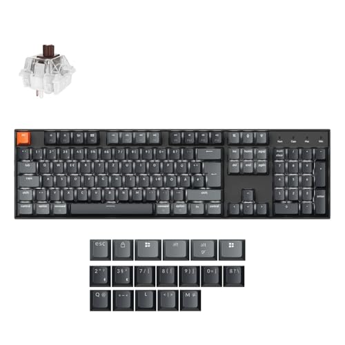 Keychron K10 Version 2, QMK drahtlose mechanische Gaming-Tastatur,Full-Size DE-ISO Layout weiße LED-Backlight USB-C/Bluetooth-Profi-Bürotastatur für Mac/Windows Keychron K10 Version 2, QMK drahtlose mechanische Gaming-Tastatur,Full-Size DE-ISO Layout weiße LED-Backlight USB-C/Bluetooth-Profi-Bürotastatur für Mac/Windows von Keychron