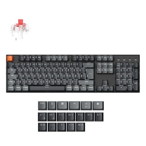 Keychron K10 Version 2, QMK drahtlose mechanische Gaming-Tastatur,Full-Size DE-ISO Layout weiße LED-Backlight USB-C/Bluetooth-Profi-Bürotastatur für Mac/Windows Keychron K10 Version 2, QMK drahtlose mechanische Gaming-Tastatur,Full-Size DE-ISO Layout weiße LED-Backlight USB-C/Bluetooth-Profi-Bürotastatur für Mac/Windows von Keychron