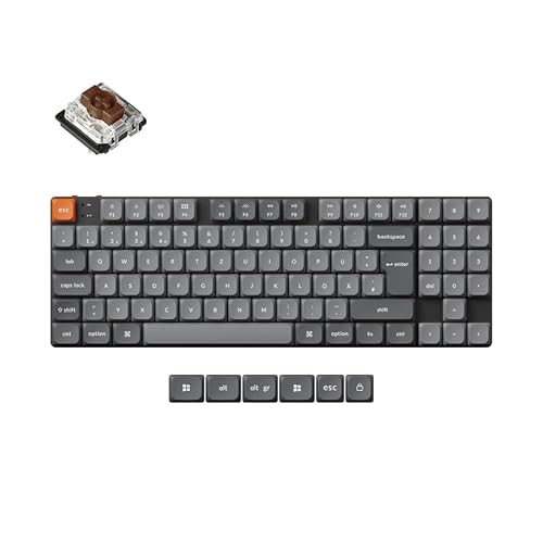Keychron K13 Max Low-Profile Kabellose RGB Mechanische Tastatur Deutsch DE ISO, Bluetooth/2,4 GHz/Kabelgebunden QMK/VIA Programmierbar, TKL Tastatur mit Nummernblock Gateron Brauner Schalter von Keychron