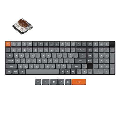 Keychron K17 Max 96% Layout Ultraflache kabellose mechanische Tastatur, QMK/VIA Programmierbar Bluetooth/Kabelgebunden mit NKRO Weiß Rückbeleuchtung, Low Profile Gateron Braun Taster für Mac Win Linux von Keychron