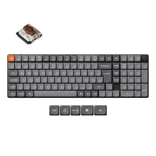 Keychron K17 Max Ultraflaches 96% DE-ISO Wireless Mechanisches Tastatur | Bluetooth/2.4 GHz/Kabelgebunden | QMK/VIA, RGB-Beleuchtung, Hot-Swappable Gateron Low-Profile Brauner-Schalter von Keychron