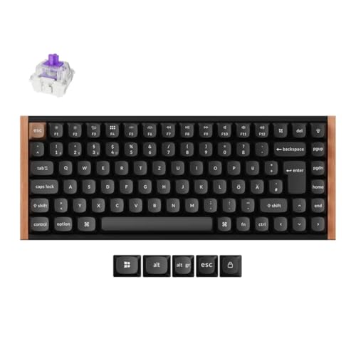 Keychron K2 HE TKL DE-ISO Layout Wireless Mechanische Tastatur mit Magnet-Schaltern & Hot-Swap - Bluetooth/2.4GHz/USB-C, RGB-Beleuchtung QMK-Programmierung für Mac/Win, Holzdesign von Keychron
