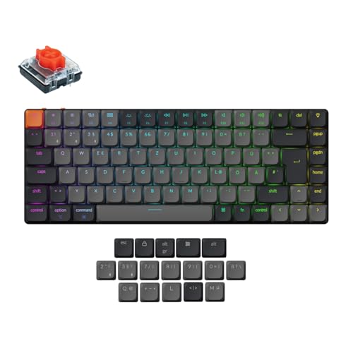 Keychron K3 QMK Version 3 Ultraflache Mechanische Tastatur - DE-ISO 75% Compact Layout Aluminiumrahmen, Bluetooth/Kabel RGB-Beleuchtung Hot-Swap & Low-Profile Roter Switches für Mac/Windows/Linux von Keychron