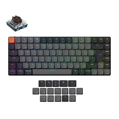 Keychron K3 QMK Version 3 Ultraflache Mechanische Tastatur - DE-ISO 75% Compact Layout Aluminiumrahmen, Bluetooth/Kabel RGB-Beleuchtung Hot-Swap & Low-Profile Brauner Switches für Mac/Windows/Linux von Keychron