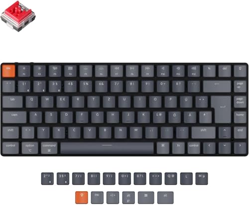 Keychron K3 Ultra-Slim Bluetooth Wireless Mechanische Tastatur, ISO-DE-Layout Hot-Swap-fähig Low Profile Optischer Roter Schalter White Backlit Gaming-Tastatur für Mac Windows Keychron K3 Ultra-Slim Bluetooth Wireless Mechanische Tastatur, ISO-DE-Layout Hot-Swap-fähig Low Profile Optischer Roter Schalter White Backlit Gaming-Tastatur für Mac Windows von Keychron