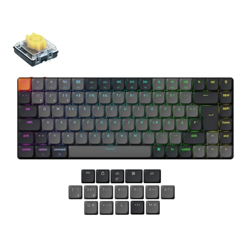 Keychron K3 QMK Version 3 Ultraflache Mechanische Tastatur - DE-ISO 75% Compact Layout Aluminiumrahmen, Bluetooth/Kabel RGB-Beleuchtung Hot-Swap & Low-Profile Bananen Switches für Mac/Windows/Linux von Keychron