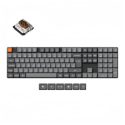 Keychron K5 Max Ultra-Slim Kabellos Mechanische Tastatur,109 Tasten DE-ISO Layout QMK/VIA Programmierbar Bluetooth 5.1/2.4GHz/Wired RGB Backlit Hot-swap Low Profile Brauner Switch Keychron K5 Max Ultra-Slim Kabellos Mechanische Tastatur,109 Tasten DE-ISO Layout QMK/VIA Programmierbar Bluetooth 5.1/2.4GHz/Wired RGB Backlit Hot-swap Low Profile Brauner Switch von Keychron