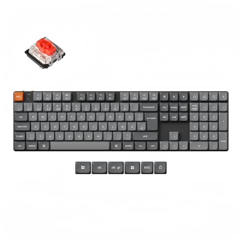 Keychron K5 Max Ultra-Slim Kabellos Mechanische Tastatur,109 Tasten DE-ISO Layout QMK/VIA Programmierbar Bluetooth 5.1/2.4GHz/Wired RGB Backlit Hot-swap Low Profile Roter Switch Keychron K5 Max Ultra-Slim Kabellos Mechanische Tastatur,109 Tasten DE-ISO Layout QMK/VIA Programmierbar Bluetooth 5.1/2.4GHz/Wired RGB Backlit Hot-swap Low Profile Roter Switch von Keychron