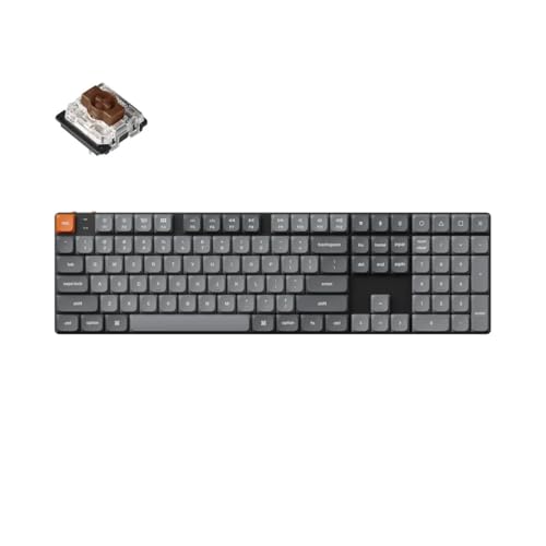 Keychron K5 Max Ultraflache kabellose mechanische Tastatur, QMK/VIA programmierbar, 3-Modus Bluetooth/2.4 GHz/Kabel mit weiß LED, Low Profile Gateron Brown Switch, PBT Tastenkappen von Keychron