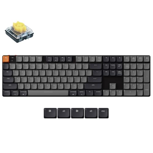 Keychron K5 QMK Custom Mechanical Keyboard, US ANSI Ultra-Slim Full Size 104 Keys Wireless Gaming Keyboard, Low-Profile Banana Switch with RGB Backlits for Mac Windows, Version 2 Keychron K5 QMK Custom Mechanical Keyboard, US ANSI Ultra-Slim Full Size 104 Keys Wireless Gaming Keyboard, Low-Profile Banana Switch with RGB Backlits for Mac Windows, Version 2 von Keychron