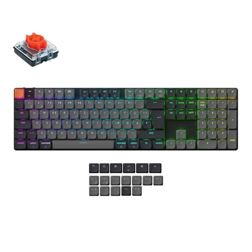 Keychron K5 Version 2 QMK Kabellose Mechanische Tastatur, DE-ISO 100% Layout Full Size QMK Bluetooth Hot-Swap Low-Profile Red Switches RGB Kompatibel mit Mac Windows Linux von Keychron