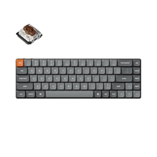 Keychron K7 Max QMK/VIA Ultraflache Kabellose Mechanische Tastatur, 2.4 GHz/Bluetooth/USB 3-Mode, 65% Layout, Weiße LED, Brown Switch, Programmierbare Gaming Tastatur für Mac Windows von Keychron