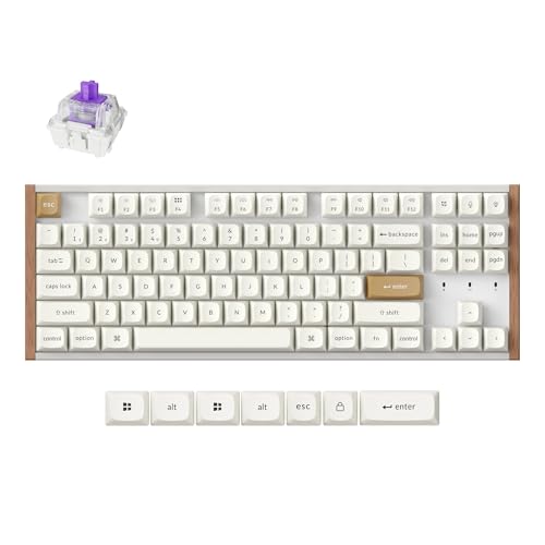 Keychron K8 HE Rapid Trigger Wireless Custom Mechanische Tastatur mit Hall-Effekt Gateron Doppelschienen-Magnetschalter, 2,4 GHz QMK Bluetooth RGB für Mac Windows, USA Layout, Holzrahmen Weiß von Keychron