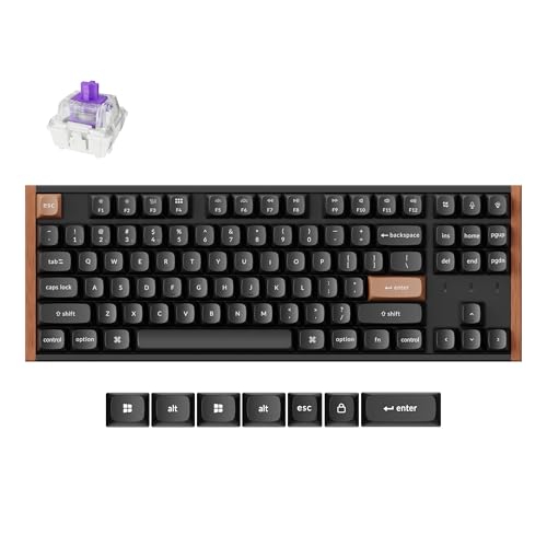 Keychron K8 HE Rapid Trigger Wireless Custom Mechanische Tastatur mit Hall-Effekt Gateron Doppelschienen-Magnetschalter, 2,4 GHz QMK Bluetooth RGB für Mac Windows, USA Layout, Holzrahmen Schwarz von Keychron