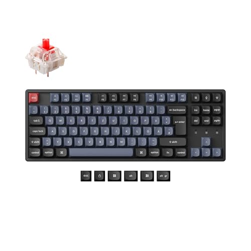 Keychron K8 Pro QMK/VIA Custom Wireless Mechanische Tastatur, Hot-Swap Aluminiumrahmen TKL ISO-DE-Layout Programmierbare Tastatur RGB-Hintergrundbeleuchtung,Gateron G Pro Roter Switch von Keychron