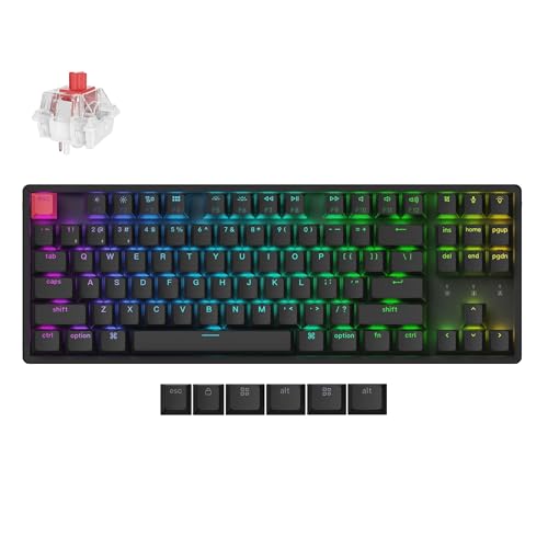 Keychron K8 Version 2 Kabellose Mechanische Tastatur, Bluetooth/USB-C, RGB LED, QMK/VIA, Hot-swap, Programmable, PBT Keycaps, for Mac Windows, Super Red Switch von Keychron