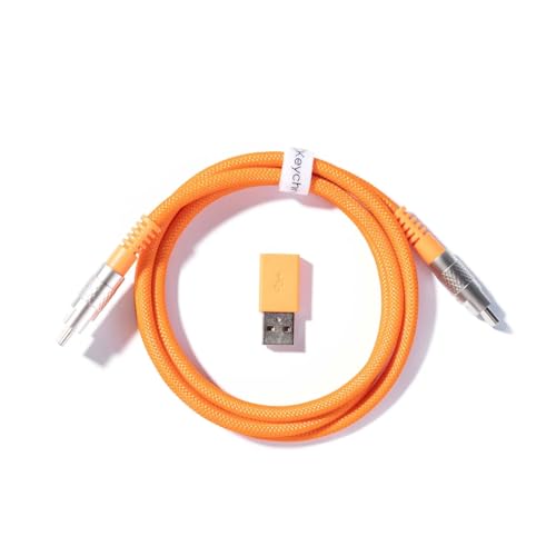 Keychron Kabel für mechanische Tastatur Typ-C + Typ-A zu Typ-C Adapter, Doppelmantel Geek, 100cm - Orange von Keychron