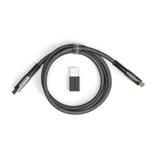 Keychron Kabel für mechanische Tastatur Typ-C + Typ-A zu Typ-C Adapter, Doppelmantel Geek, 100cm - Schwarz von Keychron