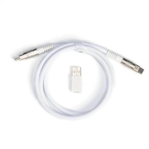 Keychron Kabel für mechanische Tastatur Typ-C + Typ-A zu Typ-C Adapter, Doppelmantel Geek, 100cm - Weiß von Keychron