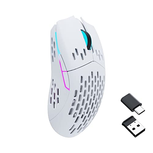 Keychron M1 Wireless Mouse, PAW3395 Sensor mit programmierbarer Makrotaste 26.000 DPI Unterstützt 2,4 GHz/Bluetooth 5.1, 79g Ultraleichtes, ergonomisches Design Bis zu 70 Stunden - weiß von Keychron