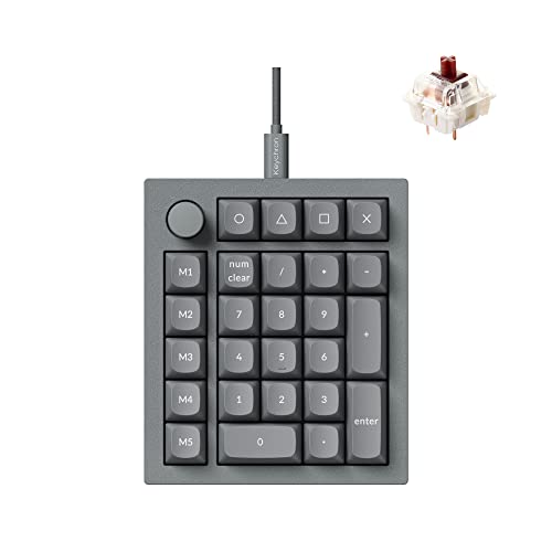 Keychron Q0 Plus Nummernblock aus Aluminium, programmierbares QMK/VIA Makro mit Hot-Swap-fähigem Gateron G Pro braunem Schalter, kompatibel mit Mac Windows Linux (grau) von Keychron