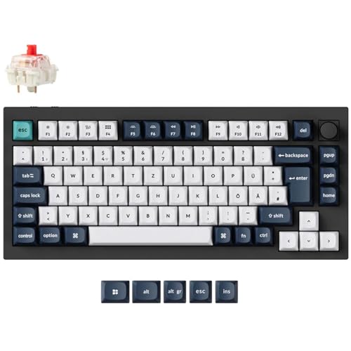 Keychron Q1 Max (schwarz/Mehrfarbig, DE-Layout, Gateron Jupiter Red, Hot-Swap, Aluminiumrahmen, RGB) von Keychron