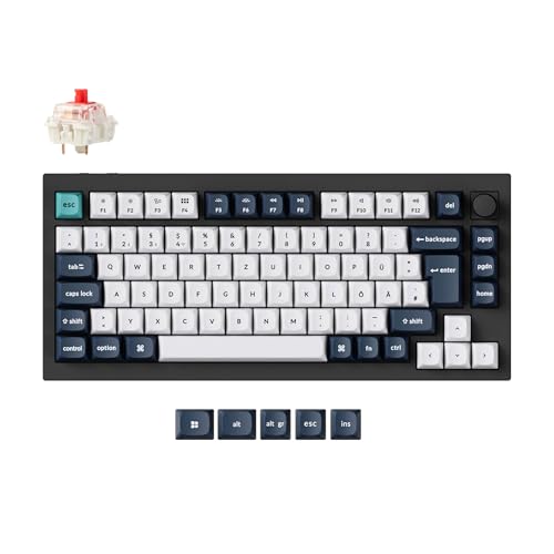 Keychron Q1 Max QMK/VIA Custom Mechanische Tastatur, 82-Key DE-ISO Layout Full Metal Programmable Knob,2.4 GHz/Bluetooth/Wired RGB Hot-Swappable Gateron Roter Switch für Mac Windows Linux von Keychron