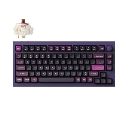 Keychron Q1 Max QMK/VIA Kabellose Mechanische Tastatur, Layout QWERTY US, Vollmetall, programmierbar, 2.4 GHz/Bluetooth/USB, RGB und Hot-Swap-fähig, Gateron Jupiter Brown - Purple von Keychron