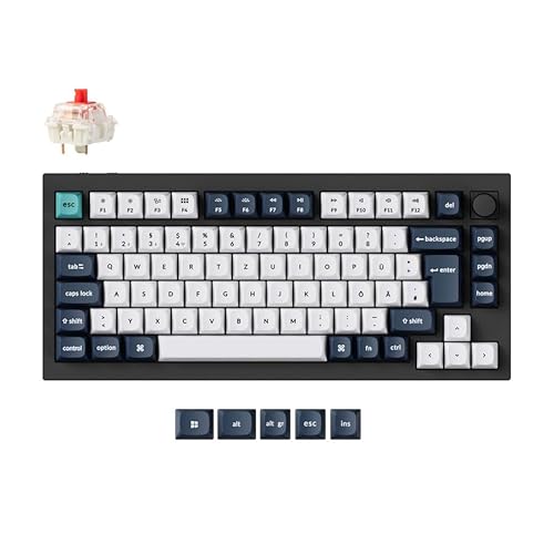 Keychron Q1 Max QMK Benutzerdefinierte mechanische Tastatur, deutsches DE ISO-Layout, Hot-Swap-fähiger programmierbarer Vollmetallknopf mit rotem Gateron-Schalter, 2,4 GHz/Bluetooth-Gaming-Tastatur von Keychron