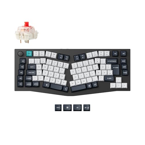 Keychron Q10 Max Alice 75% DE-ISO Layout, Drahtlose mechanische Tastatur mit Drehknopf, QMK/VIA programmierbar, 2.4 GHz/Bluetooth/Kabelverbindung Gateron Rot-Schalter von Keychron