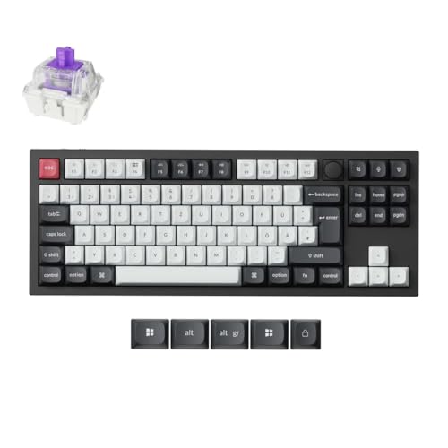 Keychron Q3 HE Wireless Custom Mechanical Tastatur,80% DE-ISO Layout QMK/VIA Programmierbares Vollaluminium Bluetooth/Wired RGB Hot-Swapable Hall Effect Gateron Magn (Schwarz) von Keychron
