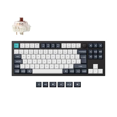 Keychron Q3 Max Kabellose mechanische Tastatur, QMK/VIA Programmierbare Vollmetalltastatur Deutsches DE-ISO TKL Layout Bluetooth/Kabelgebunden RGB mit Hot-swap-fähigem Gateron Jupiter Braun Schalter von Keychron