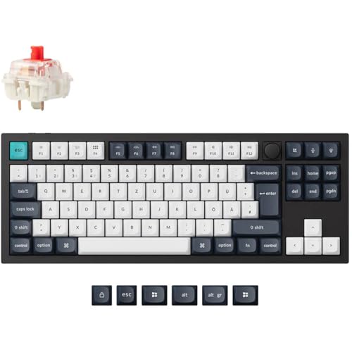 Keychron Q3 Max Kabellose mechanische Tastatur, QMK/VIA Programmierbare Vollmetalltastatur Deutsches DE-ISO TKL Layout Bluetooth/Kabelgebunden RGB mit Hot-swap-fähigem Gateron Jupiter Roter Schalter von Keychron