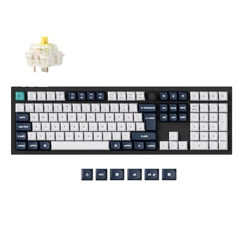Keychron Q6 Max QMK/VIA Bluetooth Wireless /2,4 GHz/USB-C Wired Custom Mechanical Keyboard, DE-ISO Full Size Programmable Knob RGB Backlit Hot-Swappable Gateron Bananen Schalter von Keychron