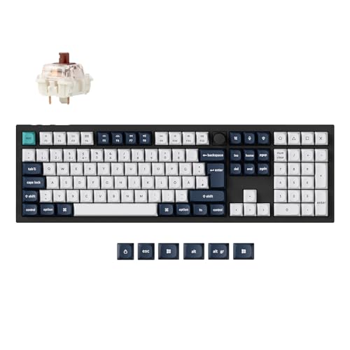Keychron Q6 Max QMK/VIA Bluetooth Wireless /2,4 GHz/USB-C Wired Custom Mechanical Keyboard, DE-ISO Full Size Programmable Knob RGB Backlit Hot-Swappable Gateron Brauner Schalter von Keychron