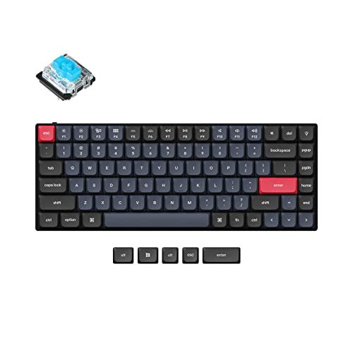 Keychron S1 Ultra-schlankes 75% US-Layout QMK Benutzerdefiniert Mechanische Tastatur mit Kabel Hot-swap-fähige 84 Tasten RGB-LED-Hintergrundbeleuchtung Niedriges Profil Gateron Blauer Schalter von Keychron