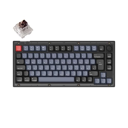 Keychron V1 Kabelgebundene Custom Mechanische Tastatur mit Drehregler – 75% Deutsch DE-ISO Layout, QMK/VIA programmierbar, Hot-Swap-fähige RGB für Mac/Windows/Linux (Frosted Black-Transparent) Keychron V1 Kabelgebundene Custom Mechanische Tastatur mit Drehregler – 75% Deutsch DE-ISO Layout, QMK/VIA programmierbar, Hot-Swap-fähige RGB für Mac/Windows/Linux (Frosted Black-Transparent) von Keychron