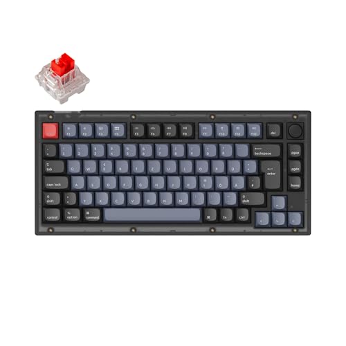Keychron V1 Hot-Swappable Self Custom Mechanical Tastatur, 75%-Layout ISO-DE QMK/VIA-Programmierbare RGB-Hintergrundbeleuchtung, USB-C-verkabelt Roter Schalter für Mac/Windows/Linux Keychron V1 Hot-Swappable Self Custom Mechanical Tastatur, 75%-Layout ISO-DE QMK/VIA-Programmierbare RGB-Hintergrundbeleuchtung, USB-C-verkabelt Roter Schalter für Mac/Windows/Linux von Keychron