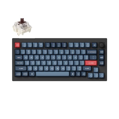 Keychron V1 MAX Kabellose Mechanische Tastatur, 75% Layout QMK/VIA programmierbar mit Hot-Swappable Gateron Jupiter Brown Switch, kompatibel mit Mac Windows Linux - Knob Version (ANSI/US) von Keychron