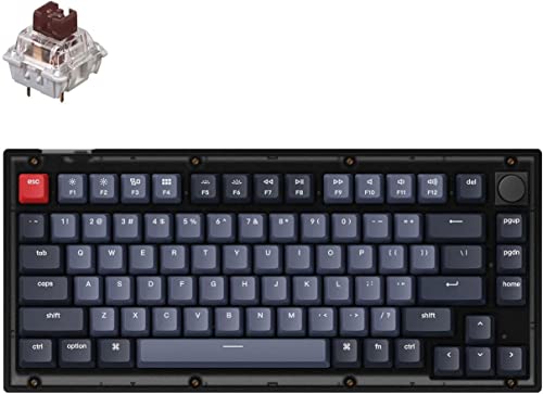 Keychron V1 Hot-Swap-fähige benutzerdefinierte mechanische Tastatur, 75% programmierbarer QMK/VIA RGB Layoutknopf, Gateron G Pro Schalter für Mac Windows - Mattschwarz von Keychron