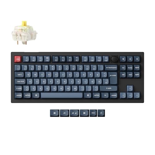 Keychron V3 Max QMK/VIA Drahtlose Mechanische Tastatur,DE-ISO Layout 87 Tasten RGB Bluetooth/2.4 GHz/Wired Hot-Swappable Gateron Banane Switch für Mac Windows Linux von Keychron