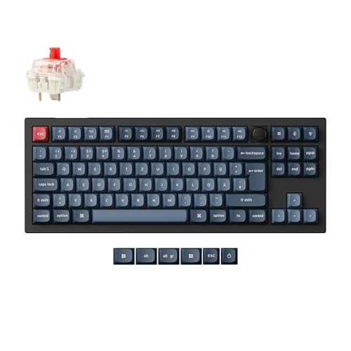 Keychron V3 Max QMK/VIA Drahtlose Mechanische Tastatur,DE-ISO Layout 87 Tasten RGB Bluetooth/2.4 GHz/Wired Hot-Swappable Gateron Roter Switch für Mac Windows Linux von Keychron