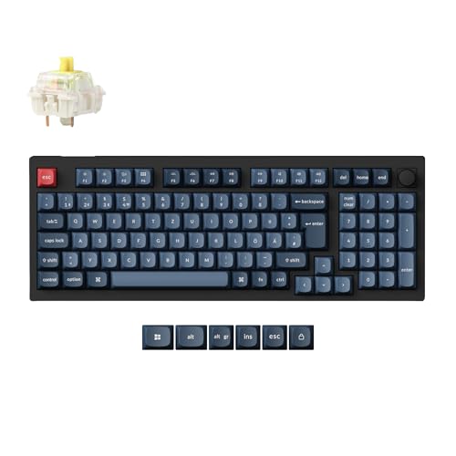 Keychron V5 Max QMK Wireless Custom Knob Mechanische Tastatur,DE-ISO 100-Tasten Programmierbar Bluetooth/2.4 GHz/Kabelgebunden mit RGB Hot-swappable Gateron Bananen Schalter von Keychron