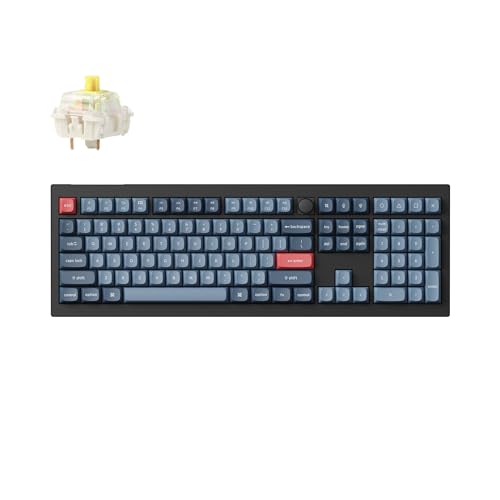 Keychron V6 Max Fullsize Custom Wireless Mechanische Tastatur, 2.4 GHz/Bluetooth/USB-C 3-Mode RGB, QMK/VIA Programmierbare Makros, Hot-Swap PBT Tastenkappen für Mac Windows Gateron Jupiter Banana von Keychron