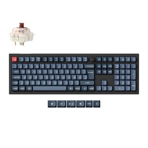 Keychron V6 Max Kabellose QMK Custom Mechanische Tastatur, 2.4 GHz/Bluetooth Full-Size DE-ISO Layout RGB Hot-Swappable Gateron Brauner Switch Kompatibel mit Mac Windows Linux von Keychron