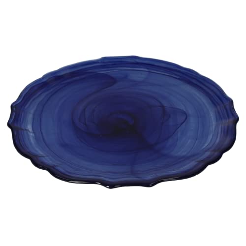 Keyhomestore - 6er Set Teller aus Glas in der Farbe blau Ø 21 cm ideal als Servierplatte für Dessert, Kuchen, Obst und Gemüse von Keyhomestore