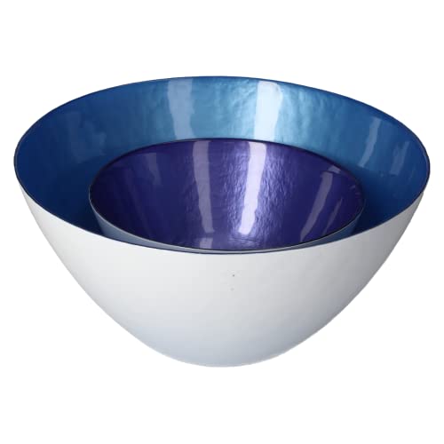 Keyhomestore - Glasschalen mit blauer und blauer Innenseite, Durchmesser 30 und 20 cm, ideal als Dekor für Ihr Zuhause. von Keyhomestore