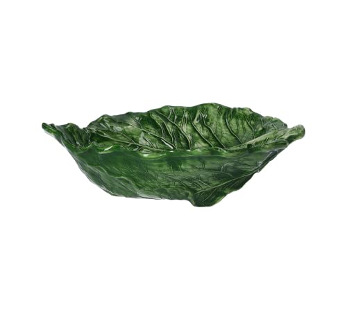 Keyhomestore - Salatschüssel in Form eines Verza-Blattes, Farbe Grün, aus italienischer Keramik, von Hand verziert, hergestellt in Italien, 33 x 30 cm, 100 % Made in Italy. Salatschüssel, Keyhomestore - Salatschüssel in Form eines Verza-Blattes, Farbe Grün, aus italienischer Keramik, von Hand verziert, hergestellt in Italien, 33 x 30 cm, 100 % Made in Italy. Salatschüssel, von Keyhomestore